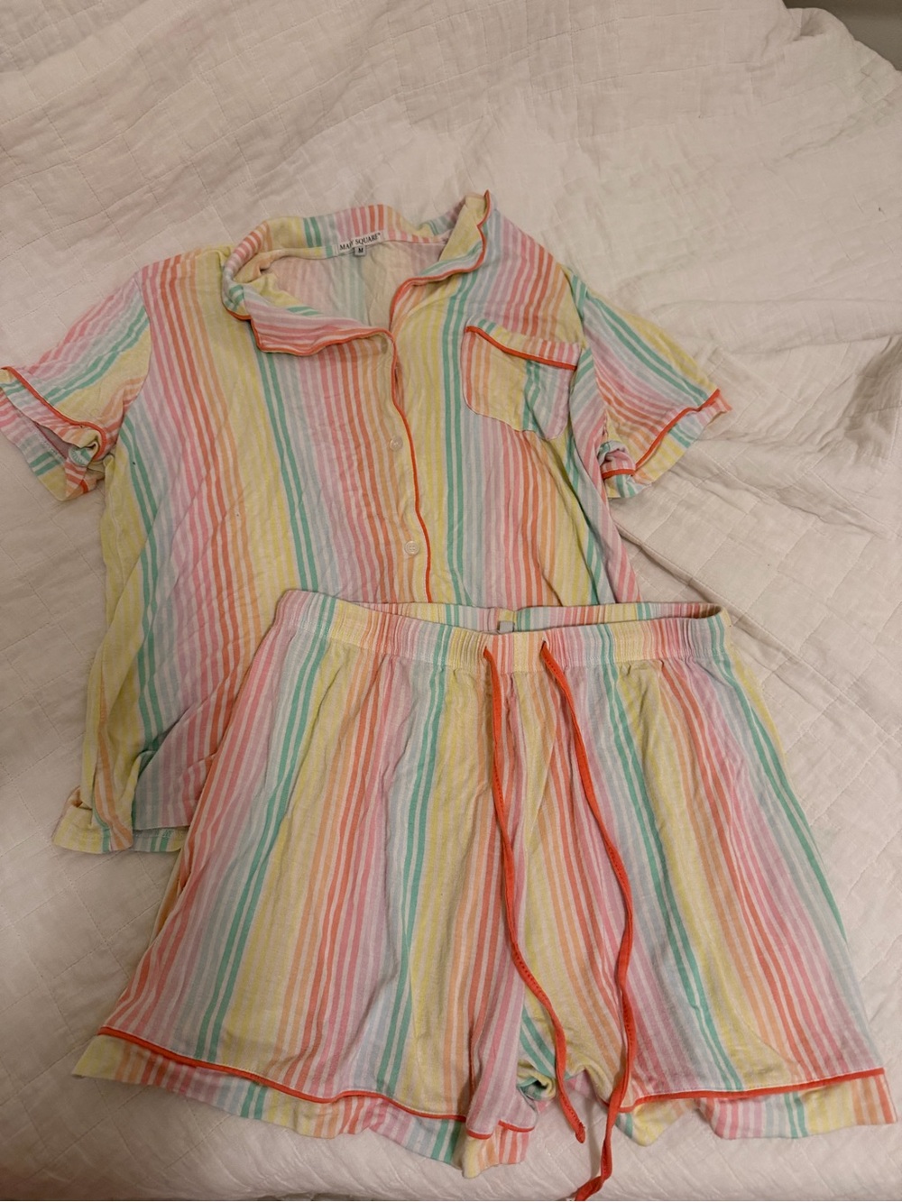Striped Pastel Lounge PJ Set - Short Sleeve Top & Shorts